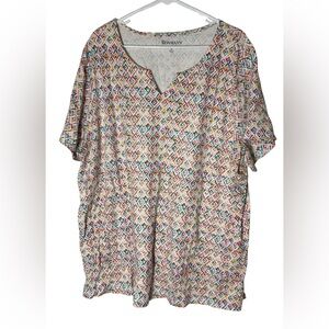 Roaman's Orange, Green and Purple Geometric Women's Top